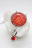 Pendentif résine  "fond de mer" rouge, bijou unique