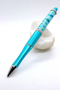 Stylo en pâte polymère bleu turquoise, objet unique