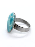 Bague réglable en pâte polymère turquoise, bijou unique